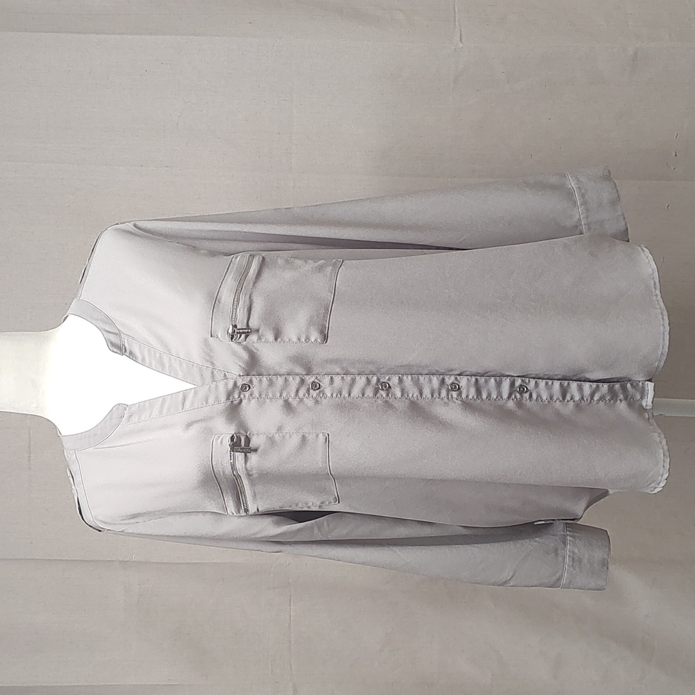 Calvin Klein Silver Button-Down Blouse
